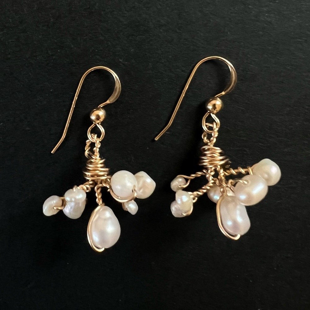Handmade Freshwater Pearl Dainty 14K Gold Filled Earrings